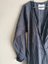 Load image into Gallery viewer, Candy Mountain Black Linen Wrap Dress (M)
