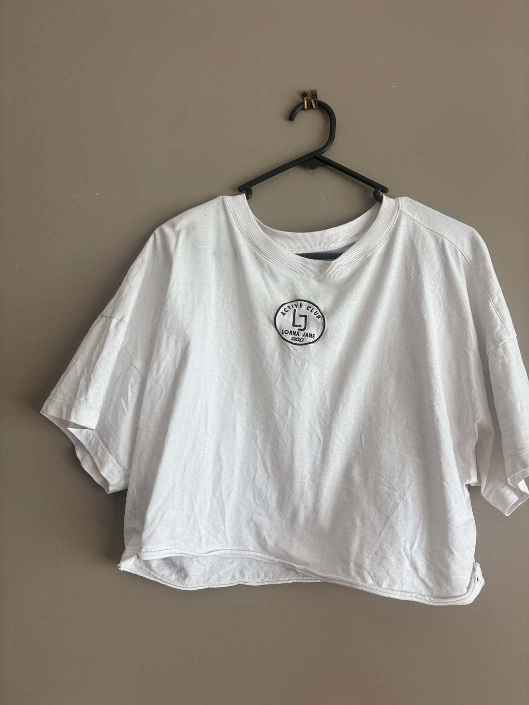 Lorna Jane White Crop Tee (10-12)