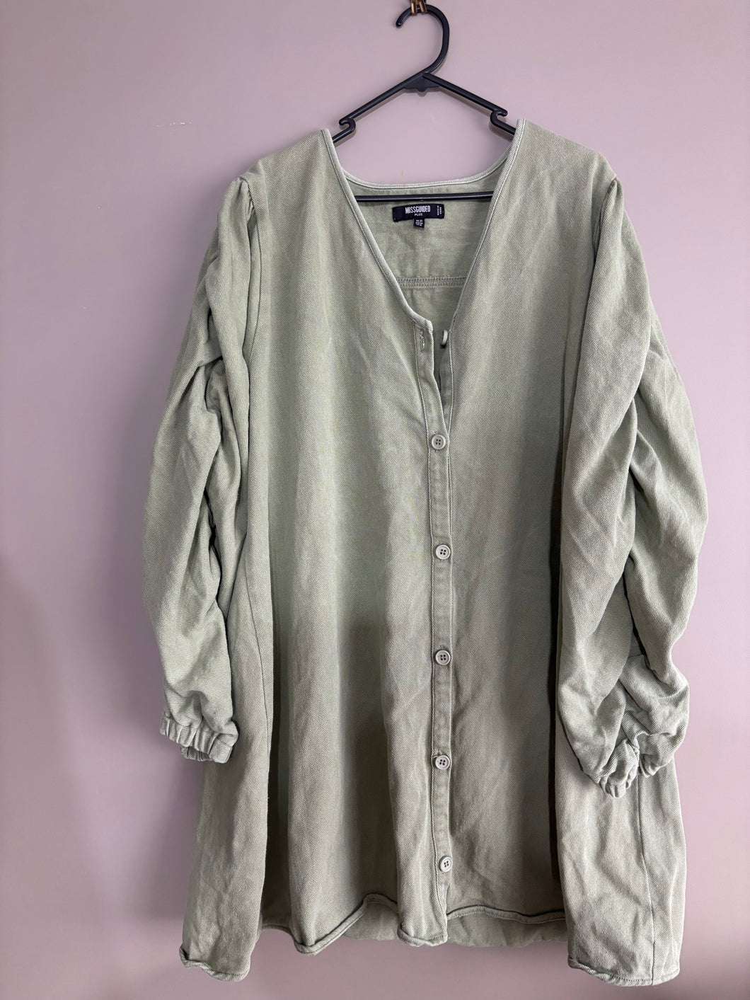 Misguided Sage Green Denim Dress (18-20)