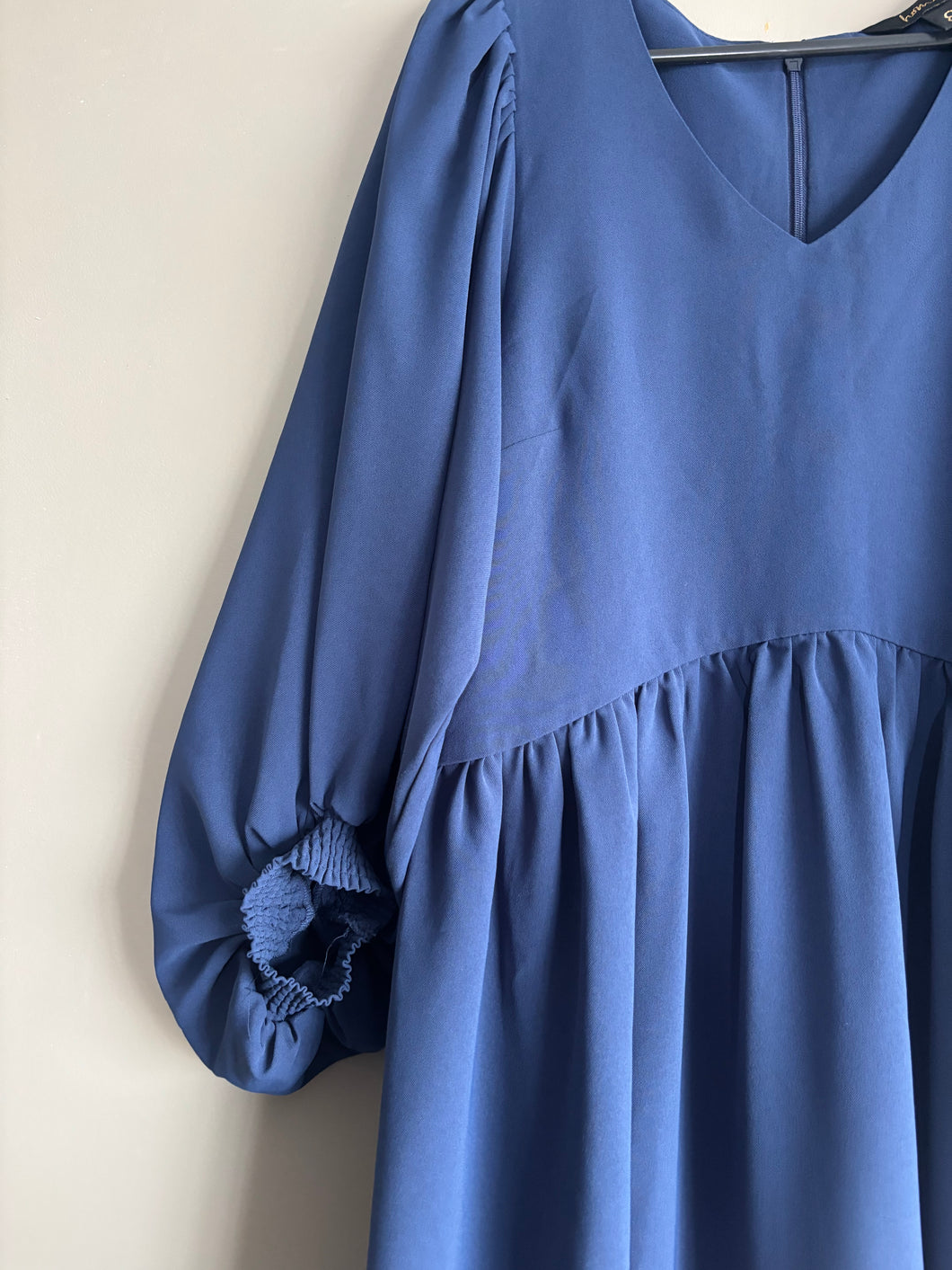Homelee Navy Mini Puff Sleeve Dress (8-10)